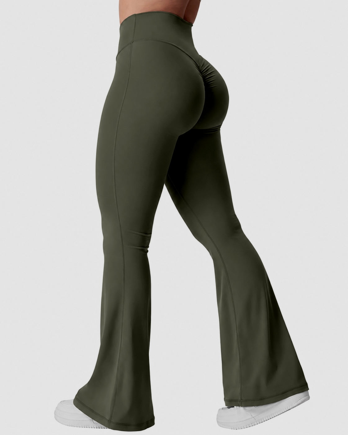 High Waist Flair leggings / Dark green