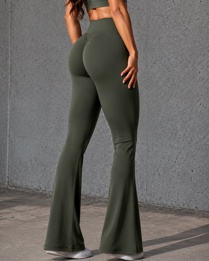 High Waist Flair leggings / Dark green