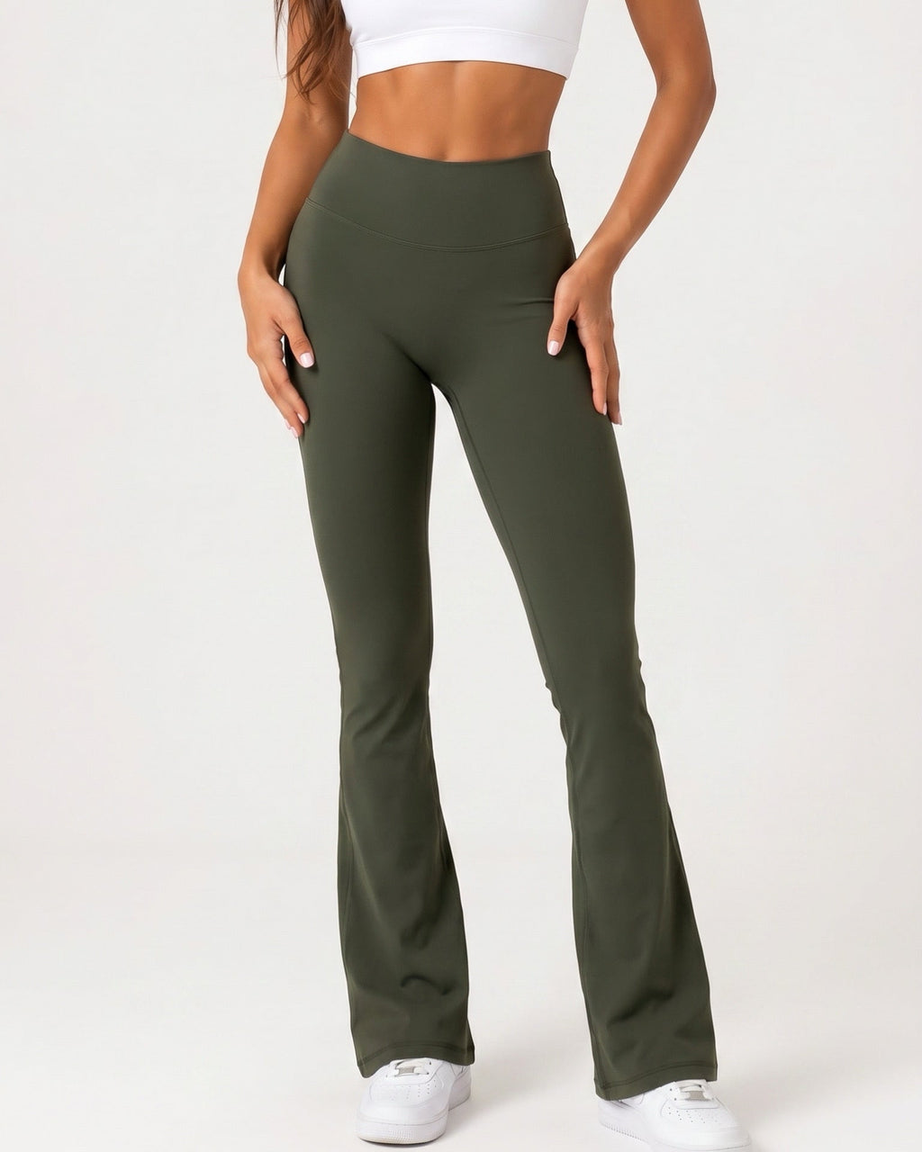 High Waist Flare leggings / Matcha green