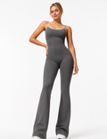 Sculpt V-Back Flare Jumpsuit / Gray