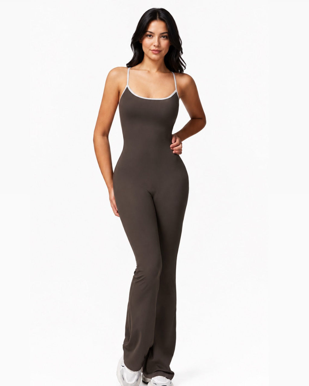 Sculpt V-Back Flare Jumpsuit / Espresso