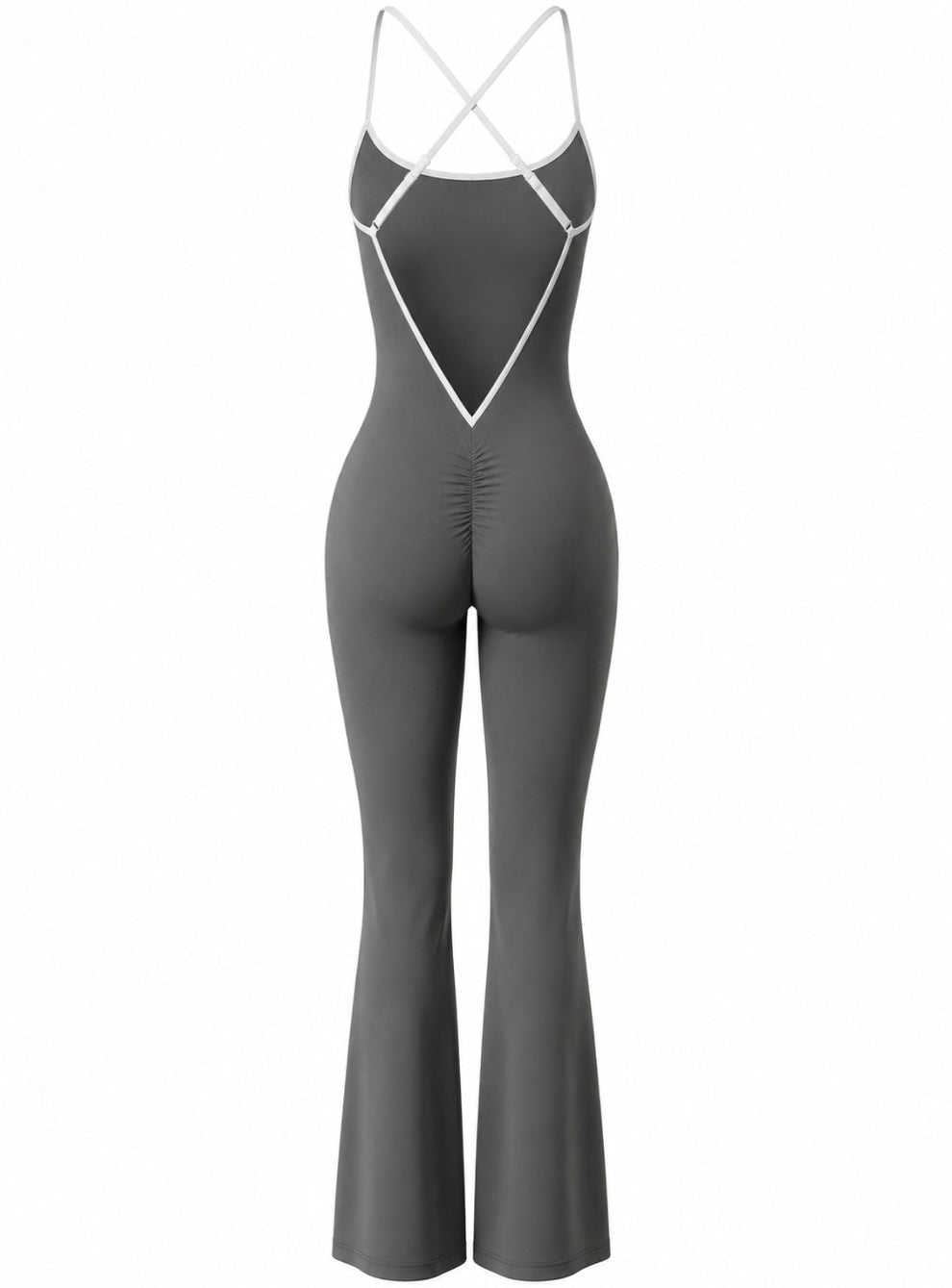 Sculpt V-Back Flare Jumpsuit / Gray