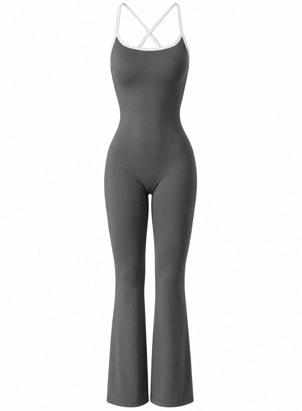 Sculpt V-Back Flare Jumpsuit / Gray