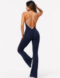 Sculpt V Back Flare Jumpsuit / Navy