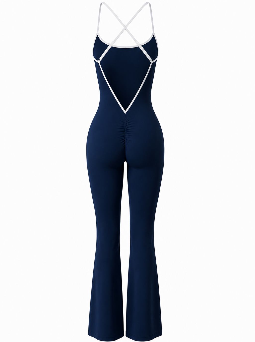 Sculpt V Back Flare Jumpsuit / Navy