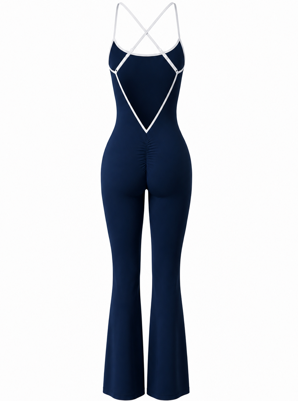 Sculpt V Back Flare Jumpsuit / Navy