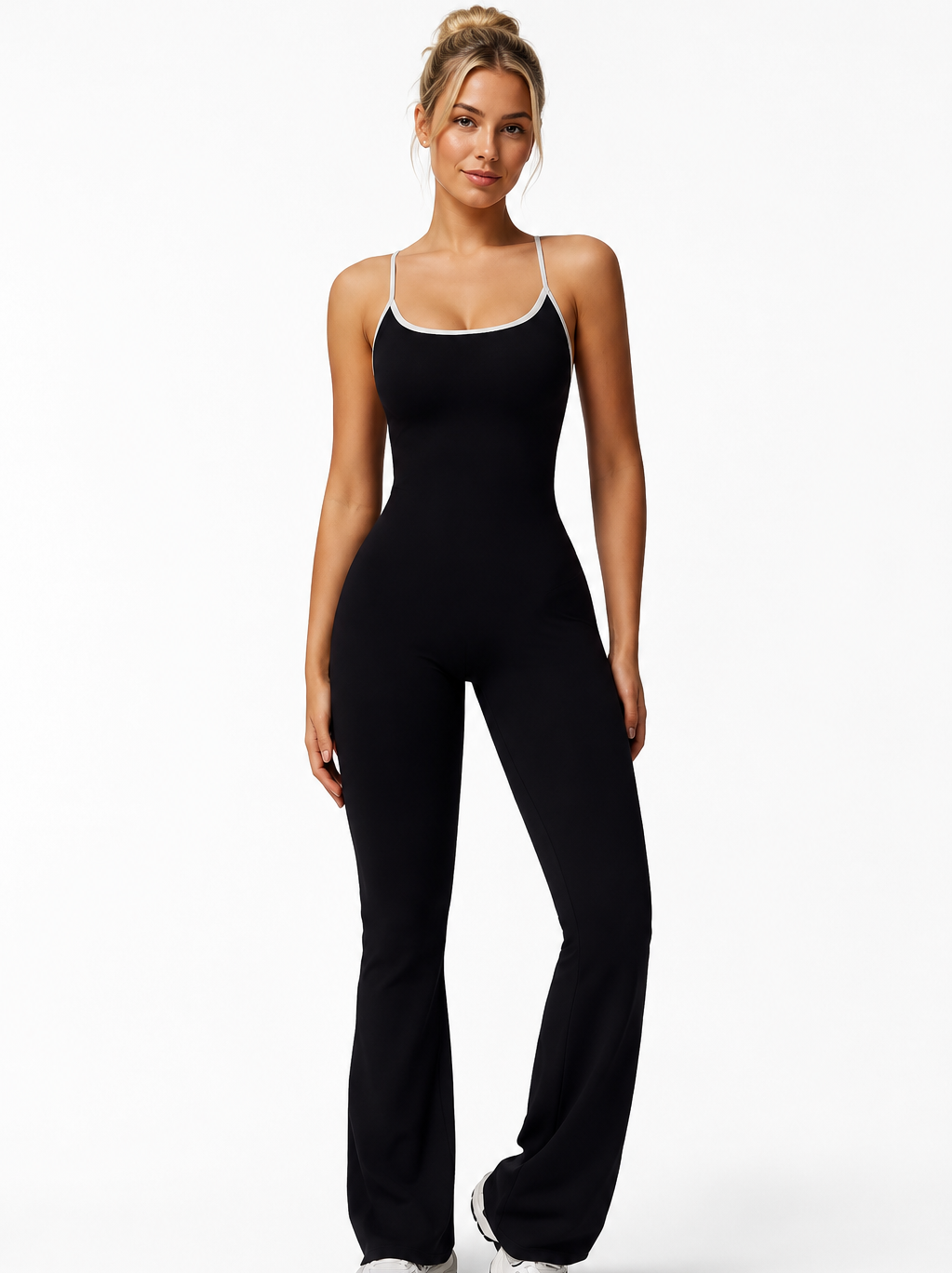 Sculpt V Back Flare Jumpsuit / Black