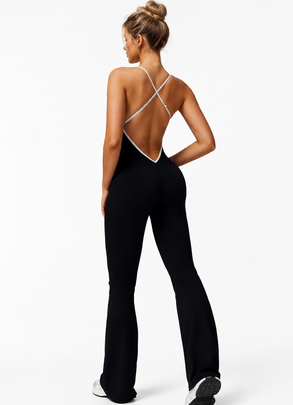 Sculpt V Back Flare Jumpsuit / Black