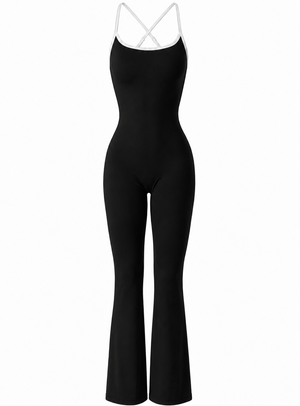 Sculpt V Back Flare Jumpsuit / Black