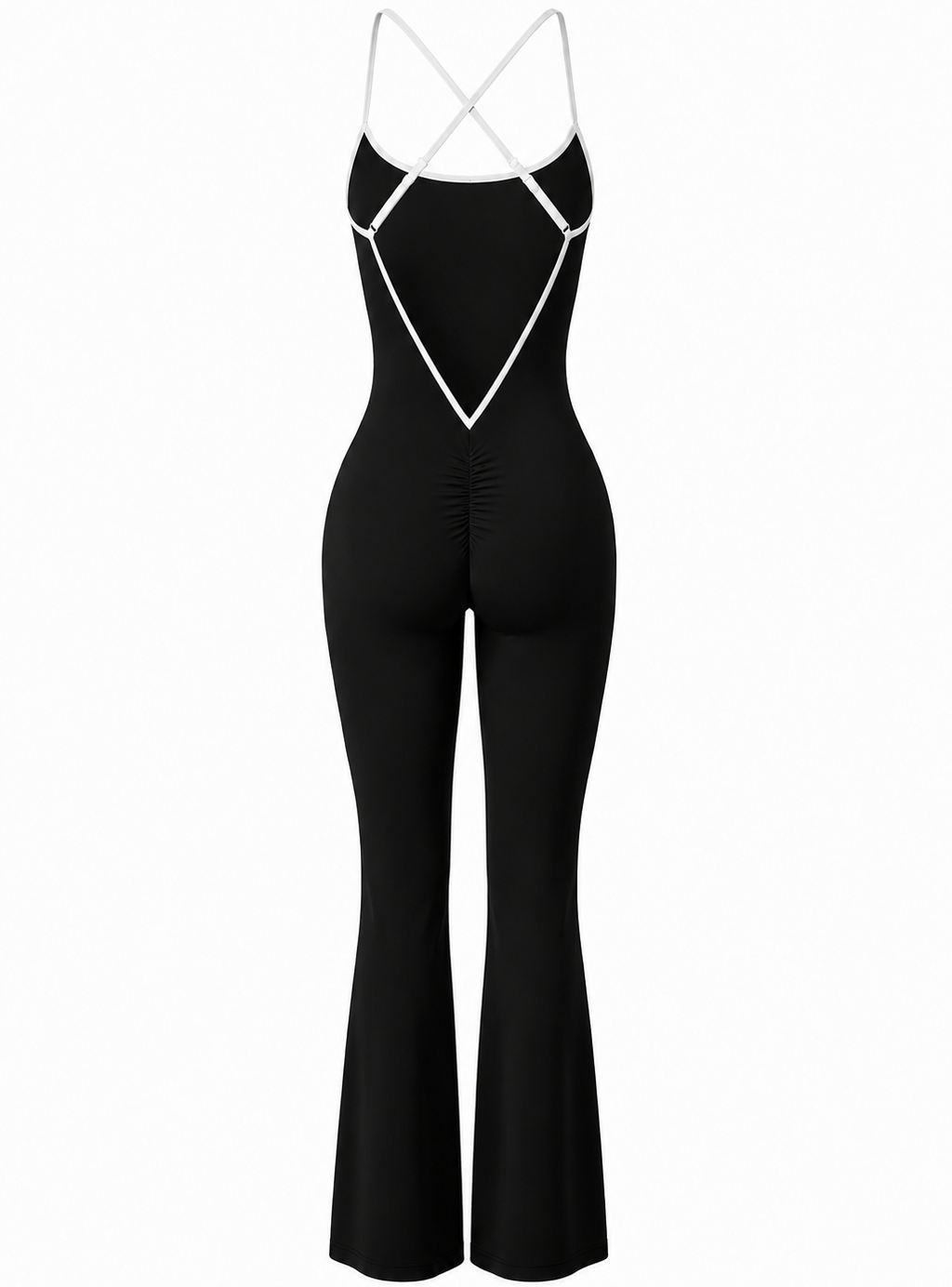 Sculpt V Back Flare Jumpsuit / Black