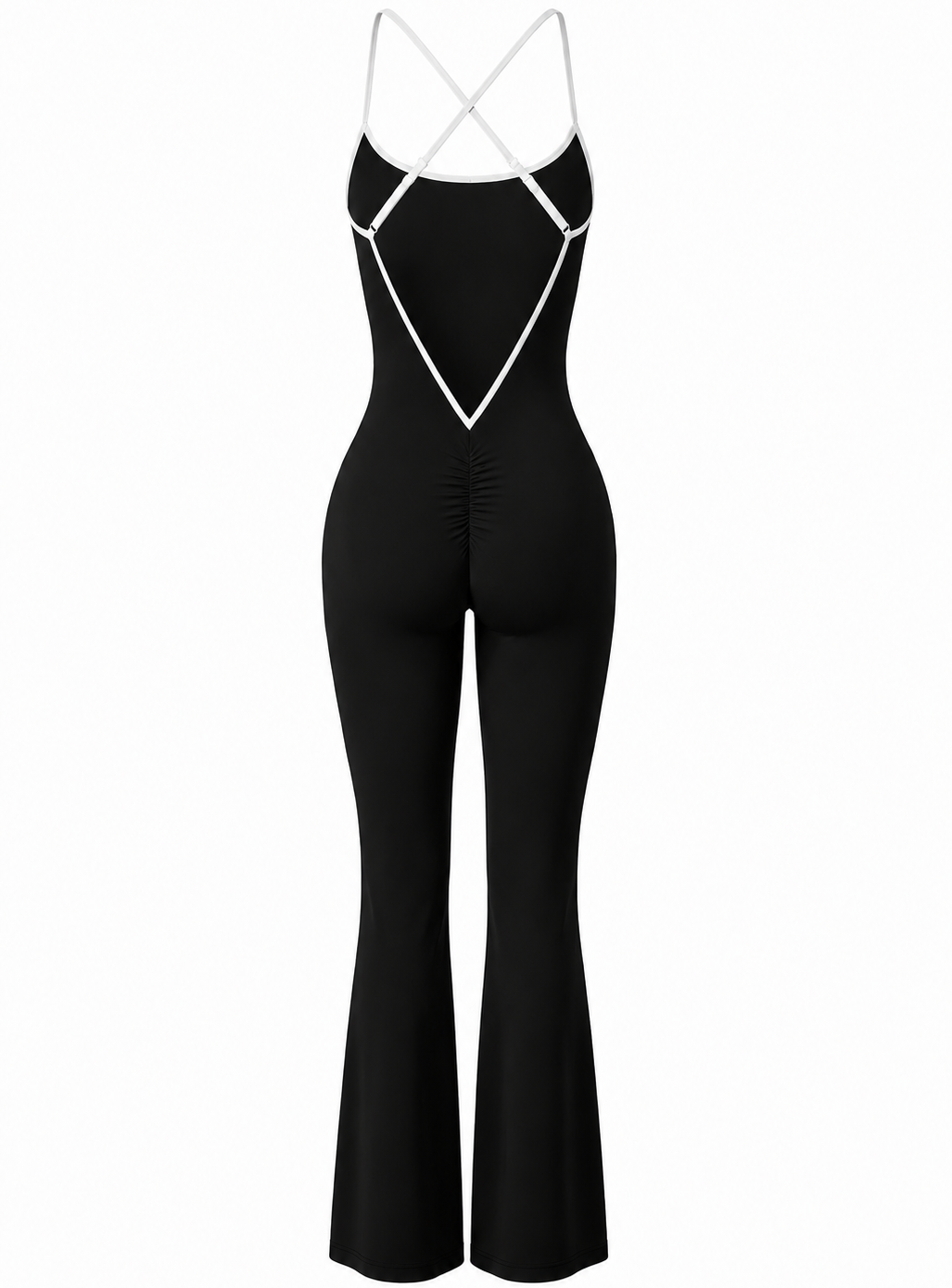 Sculpt V Back Flare Jumpsuit / Black